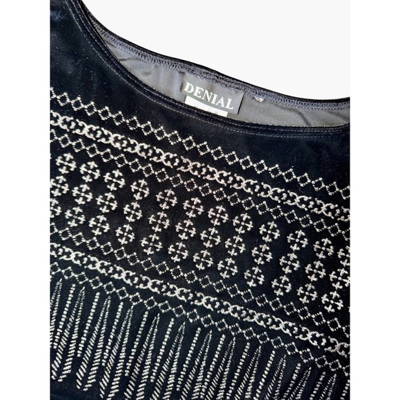 Whimsigoth Black Velvet Beaded Fringed Sleeveless Mini Dress Sz Medium goth ore - Picture 7 of 7